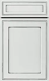 Mudroom cabinets in Pearl Glazed