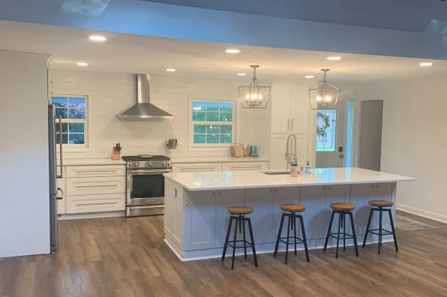 Open kitchen layout with clean white cabinets in Lyndhurst Ohio