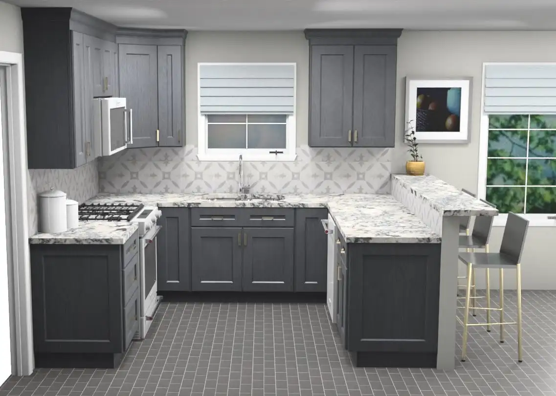 Grey kitchen cabinets in an Olmsted Falls Ohio kitchen remodel