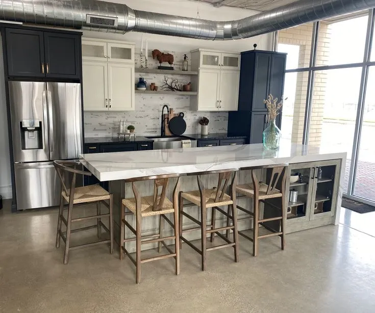 Large kitchen island with seating in a Westlake Ohio kitchen