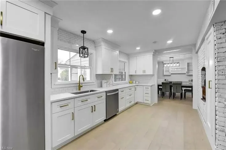 Completed kitchen remodel with custom cabinetry in Brecksville Ohio