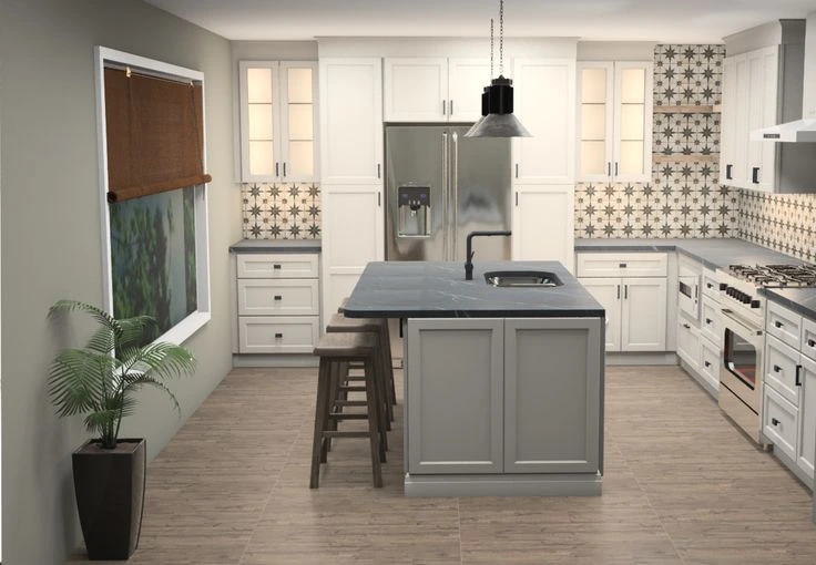 White kitchen cabinets with custom detail in a Lyndhurst Ohio remodel