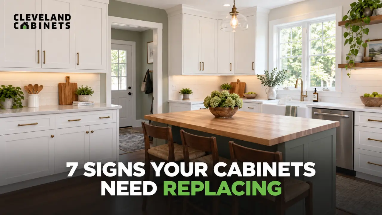 New kitchen cabinets in a Cleveland, Ohio home near Kamm's Corners showing signs of replacement versus refacing